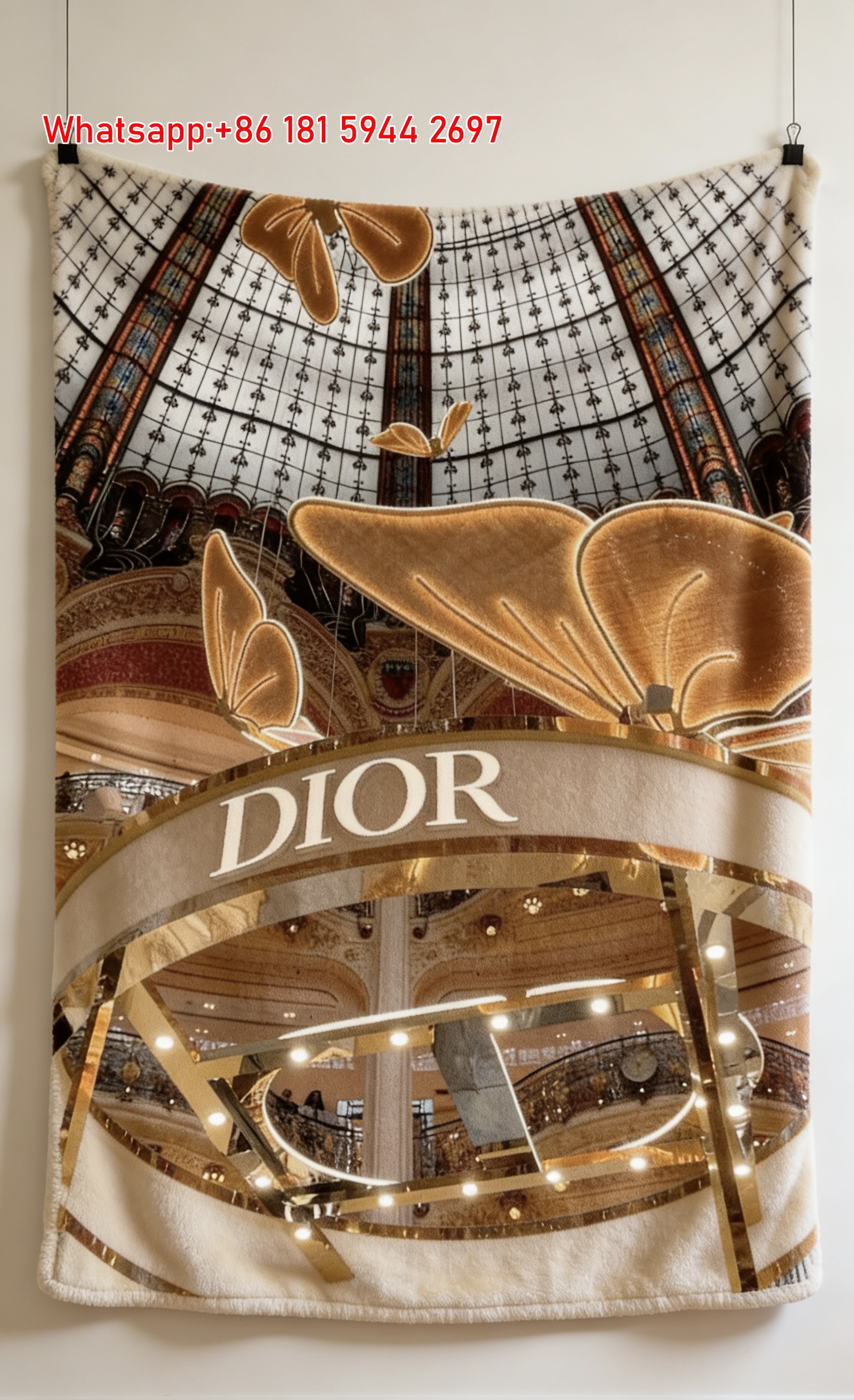 Dior Butterfly Dome Flannel Sofa Throw Blanket D210